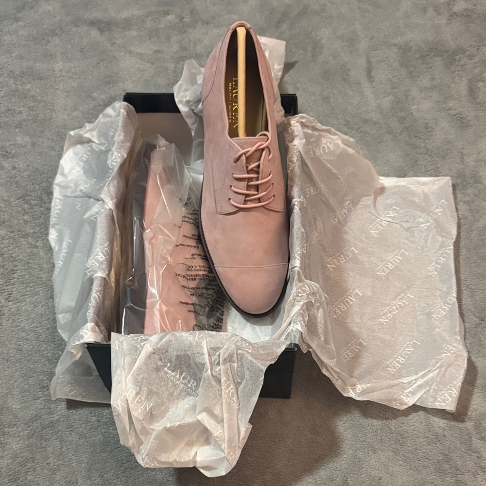 Ralph Lauren Blush Pink Suede Lace-Up Shoes